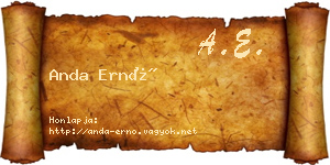 Anda Ernő névjegykártya
